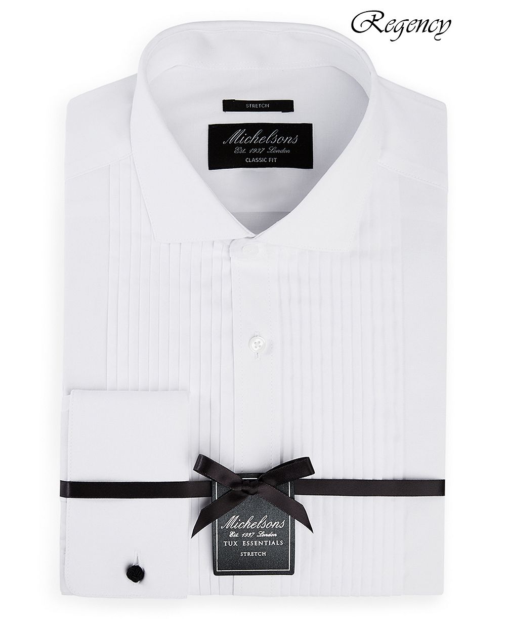 Рубашка Michelsons of London Classic/Regular Fit Stretch Pleated Bib French Cuff Tuxedo