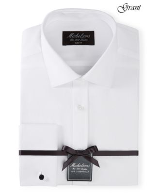 Michelsons of London Men's Slim-Fit Solid French Cuff Tuxedo Shirt