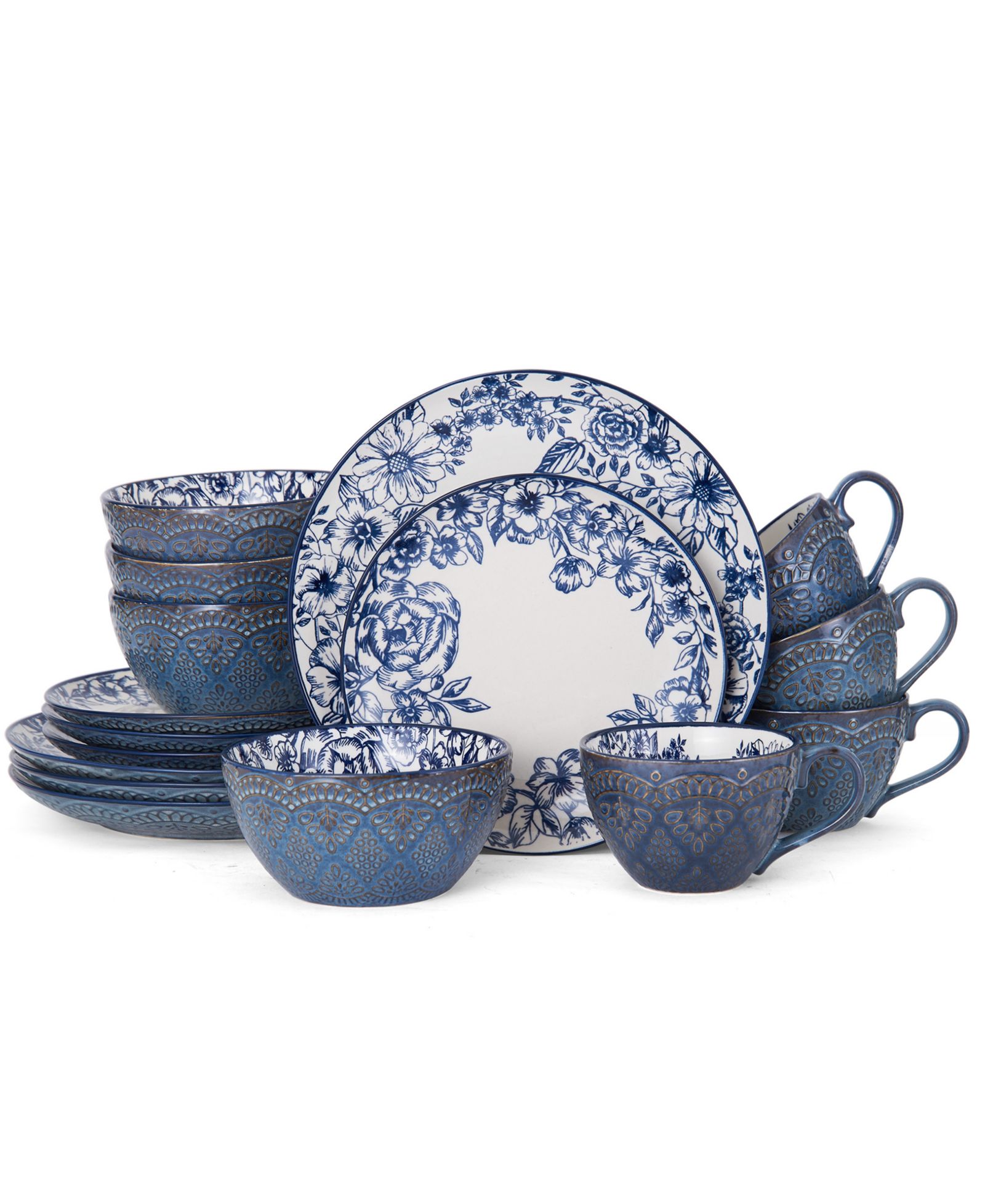Pfaltzgraff Gabriela Blue 16 Pc. Dinnerware Set, Service for 4