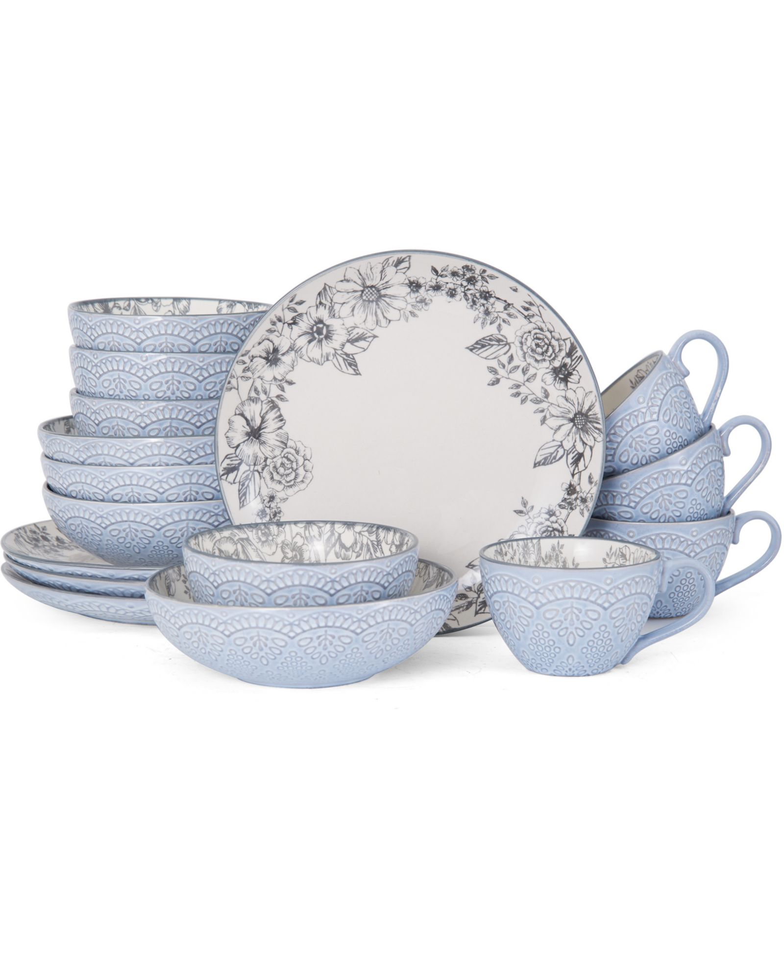 Pfaltzgraff Gabriela Gray 16 Pc. Dinnerware Set, Service for 4
