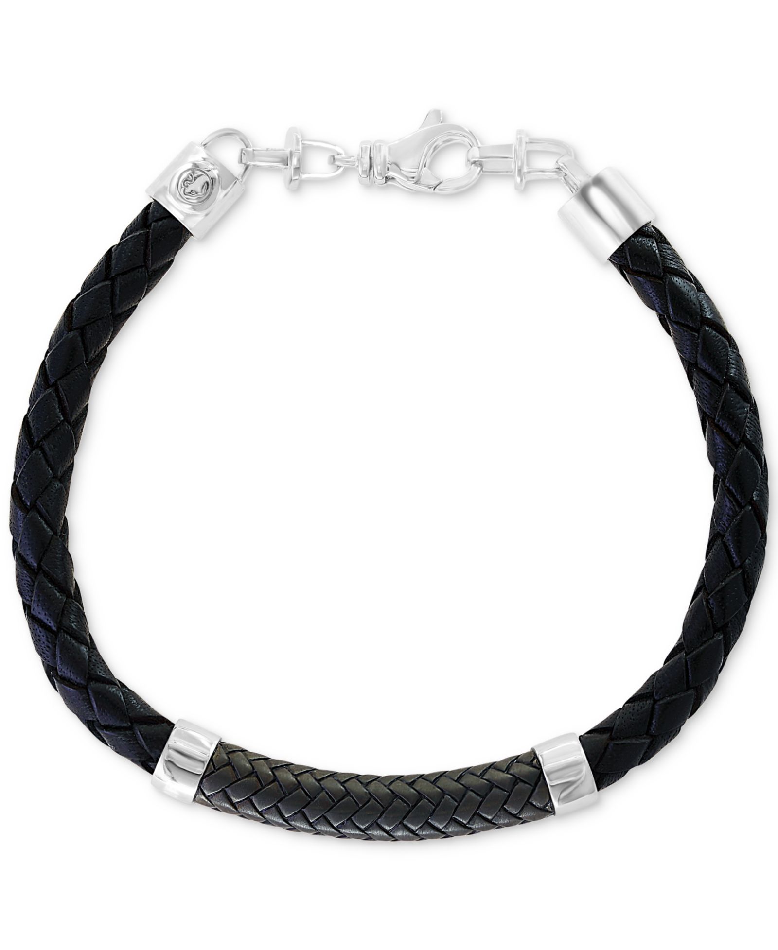 Мужской кожаный браслет EFFY® в Sterling Silver