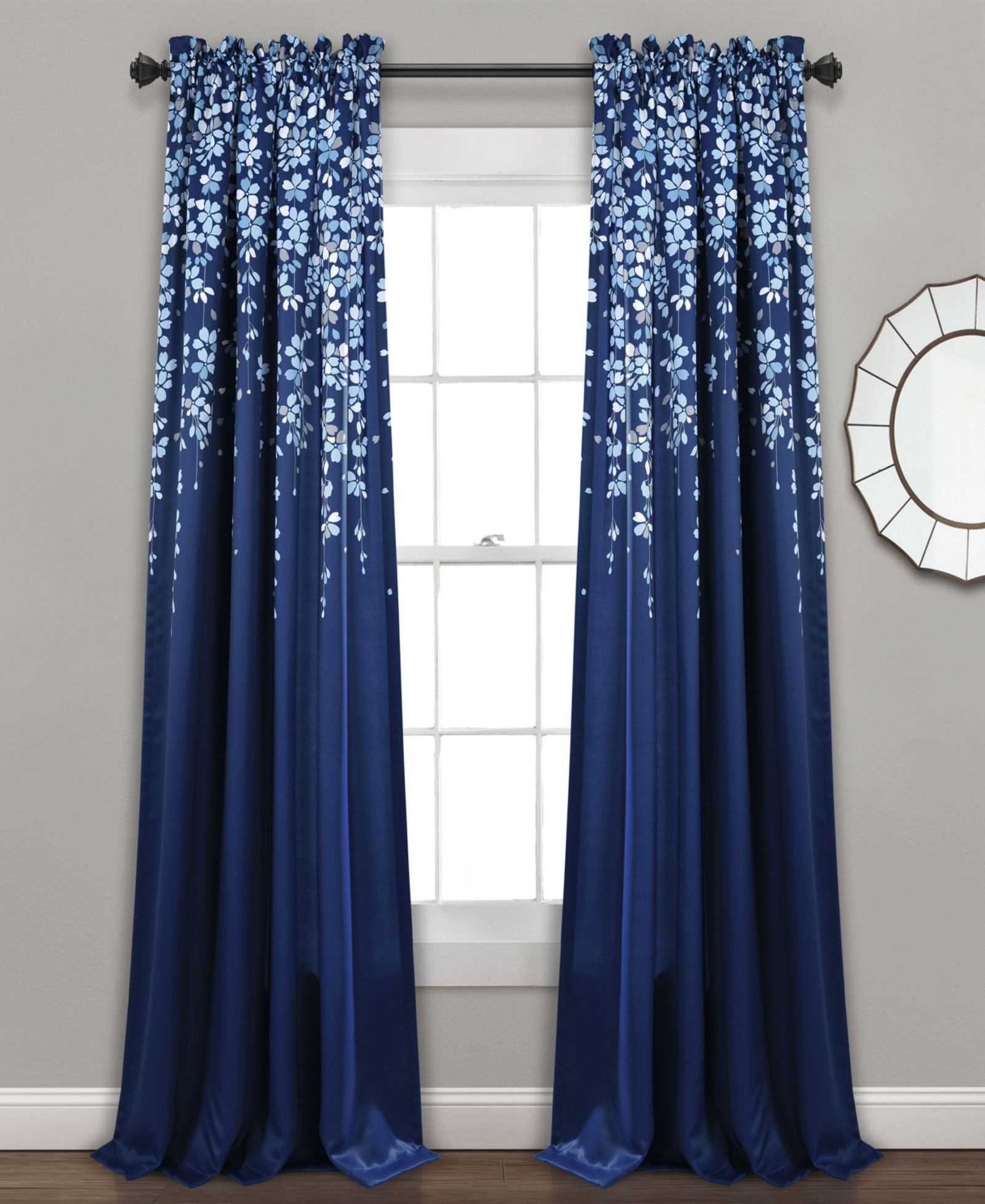 Lush Decor Weeping Flower Room Darkening Window Curtain Panels Pair 52"W x 84"L