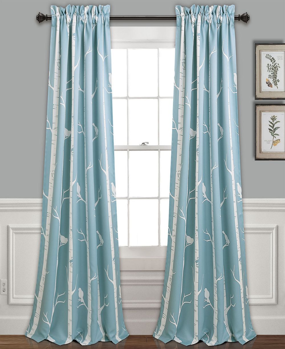 Шторы Lush Decor Bird On The Tree Light Filtering Window Curtain Panels Pair 52"W x 84"L +2" Navy