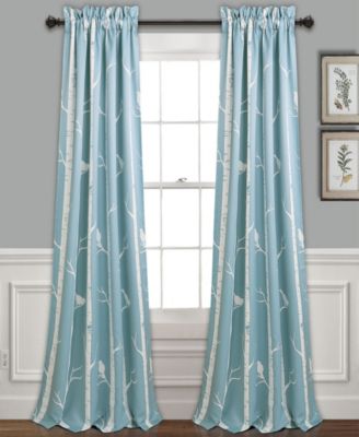 Шторы Lush Decor Bird On The Tree Light Filtering Window Curtain Panels Pair 52"W x 84"L +2" Navy
