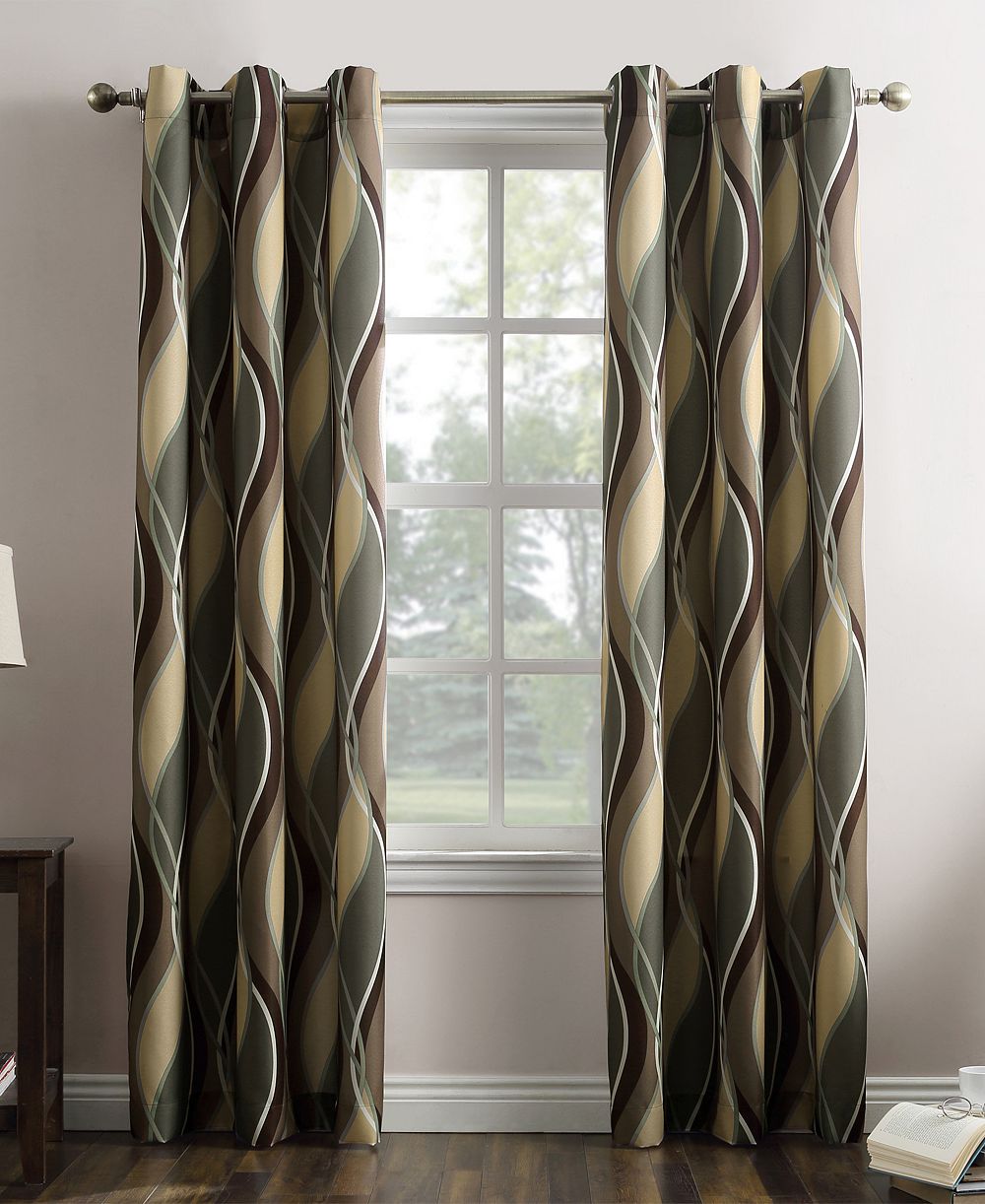 Полупрозрачная штора Intersect Ogee Print Semi-Sheer Grommet