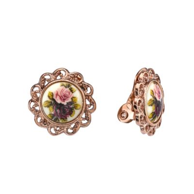 Серьги-клипсы 2028 Rose Gold-Tone Flower Round