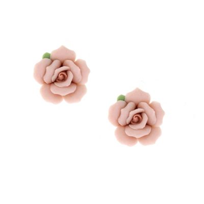 Серьги-гвоздики 2028 Pink Porcelain Rose