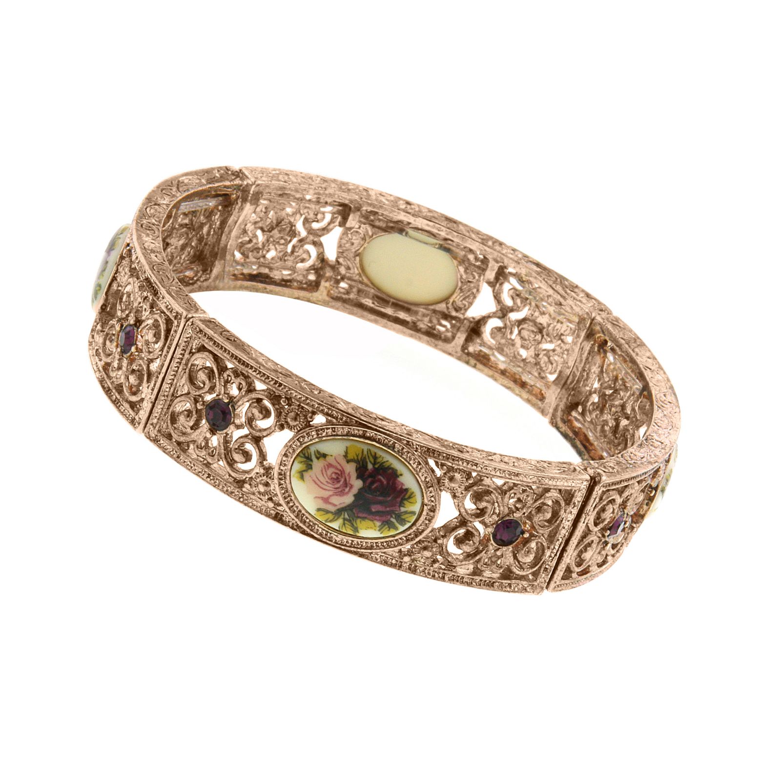Браслет 2028 Rose Gold-Tone Purple Crystal Flower