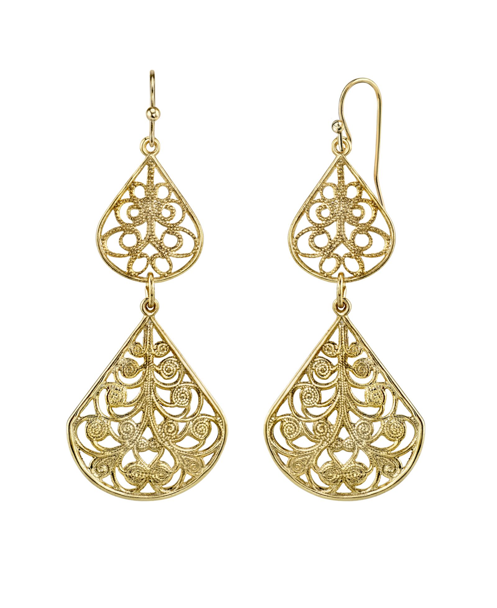 Серьги-подвески 2028 Gold-Tone Filigree Drop
