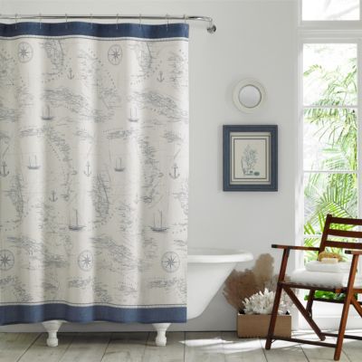 Tommy Bahama Home Хлопковая штора для душа Caribbean Sea, 72" x 72"