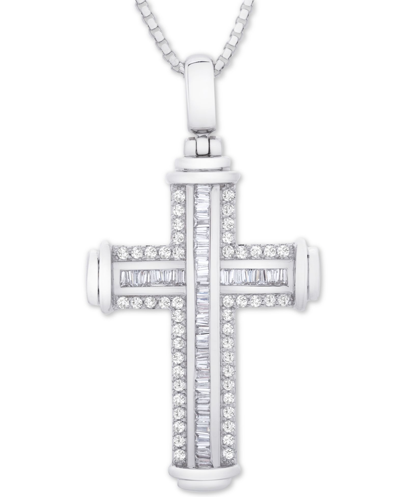 Мужская подвеска-кулон Diamond Cross 22" в стерлинговом серебре