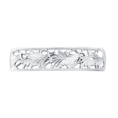 2028 Silver-Tone Barrette with Leaf Motifs