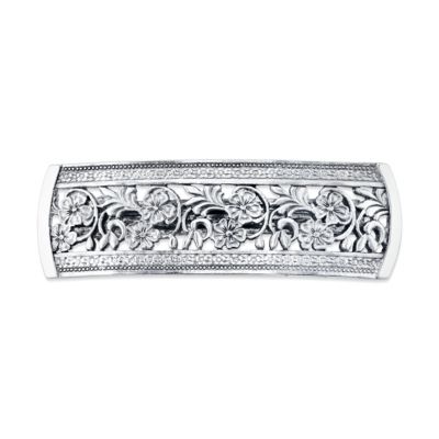 2028 Silver-Tone Flowers Bar Barrette