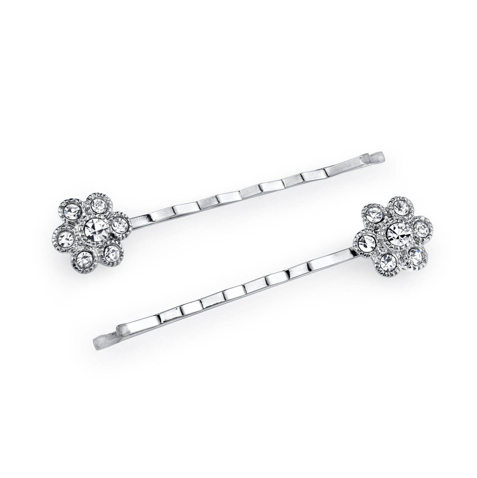 Набор заколок для волос 2028 Silver-Tone Crystal Flower Bobby Pin Set