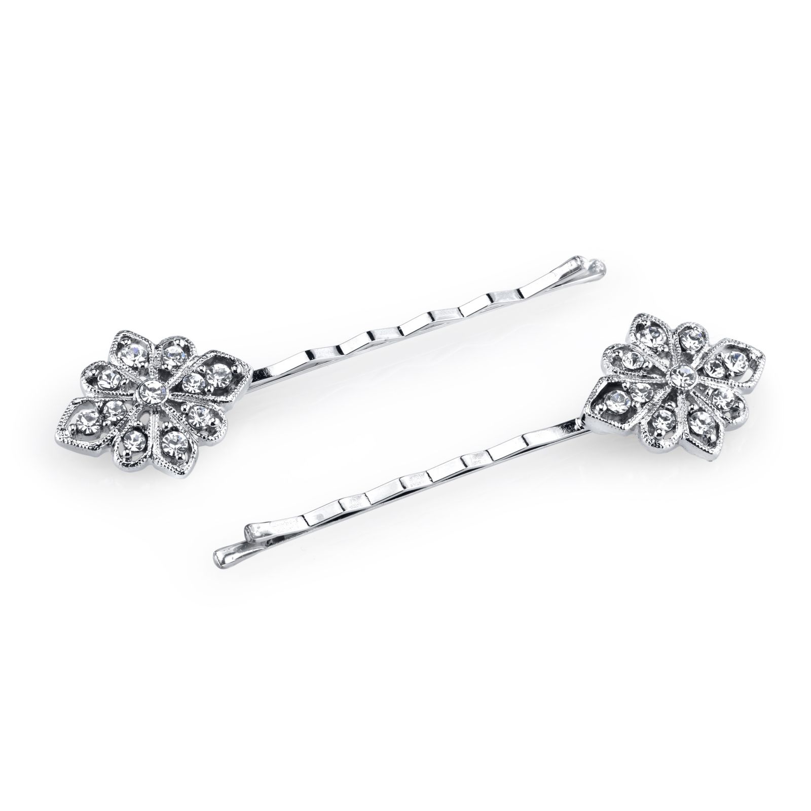 2028 Silver-Tone Crystal Bobby Pin Set