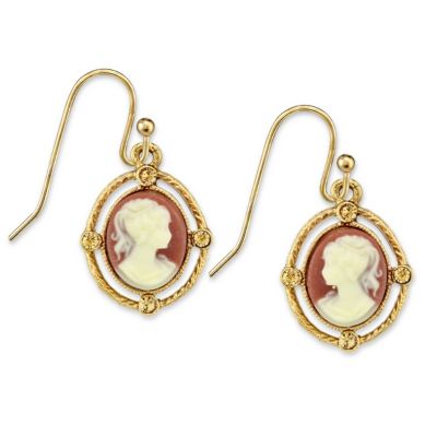 Серьги-подвески 2028 Gold-Tone с имитацией оранжевого камня