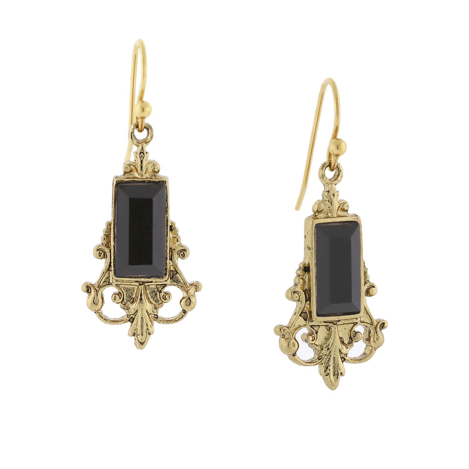 Серьги-подвески 2028 Gold-Tone Black Drop