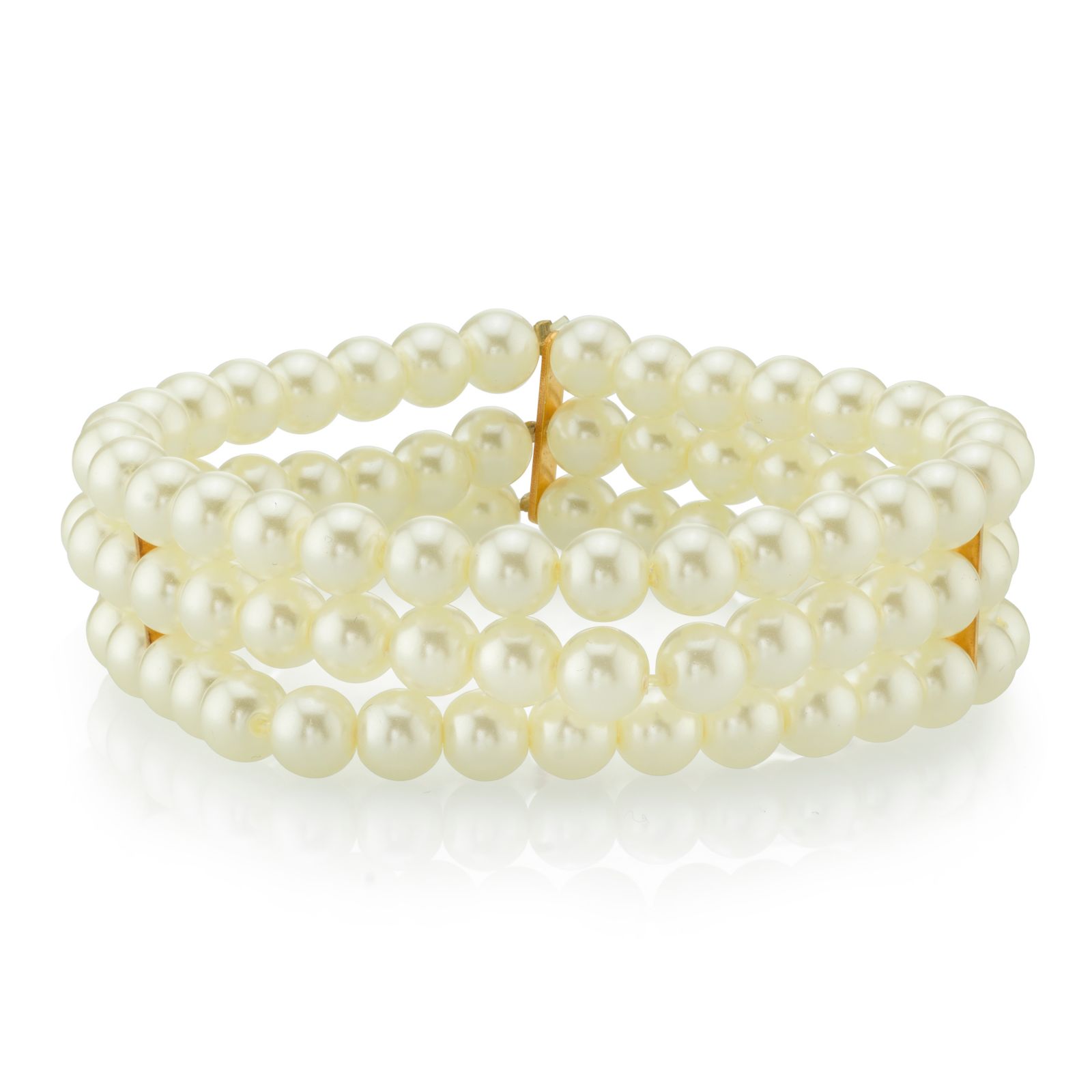 2028 Gold-Tone Simulated Pearl 3-Row  Bracelet