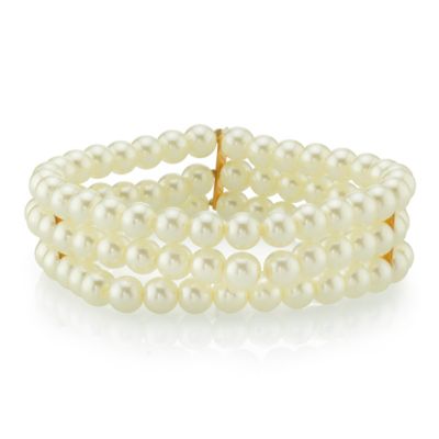 Браслет 2028 Gold-Tone Simulated Pearl 3-Row