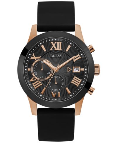 GUESS Мужские часы с черным силиконовым ремешком 45mm