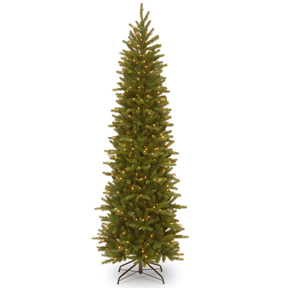 Ель National Tree 7.5' Feel Real Grande Fir Pencil Slim Hinged Tree с 350 Clear Lights
