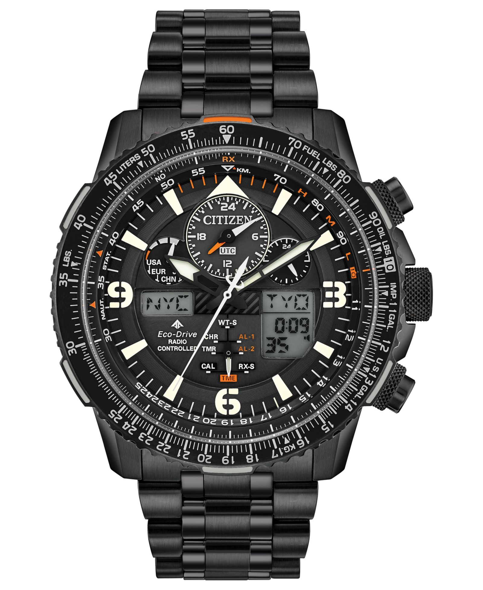 Citizen Eco-Drive Men's Analog-Digital Promaster Skyhawk A-T Black Stainless Steel Bracelet Watch 46mm