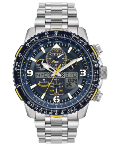 Мужские аналого-цифровые часы Citizen Eco-Drive Promaster Blue Angels Skyhawk A-T со стальным браслетом, 46mm
