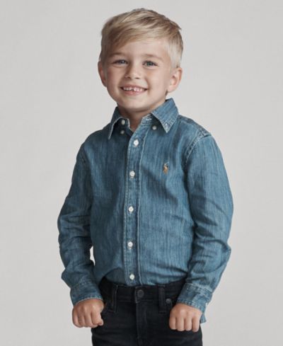 Polo Ralph Lauren рубашка из хлопка chambray для малышей и маленьких мальчиков