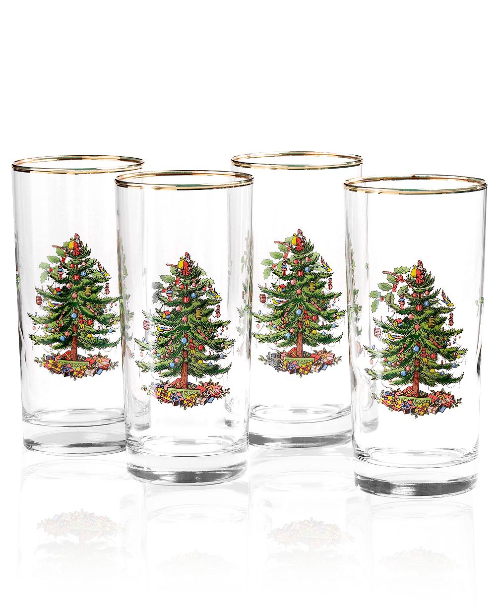 Стеклянный стакан Spode Christmas Tree, набор из 4 штук