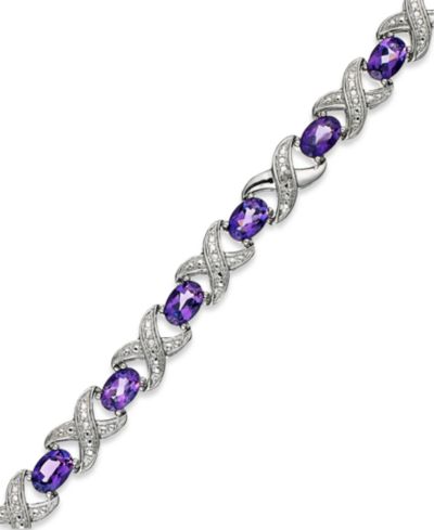 Amethyst (6-1/2 ct. t.w.) and Diamond Accent XO Bracelet in Sterling Silver (Also in Multi, London Blue Topaz & Garnet)