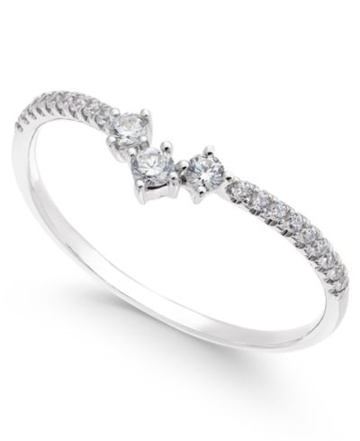 Кольцо с бриллиантом Curved Band 14k White Gold