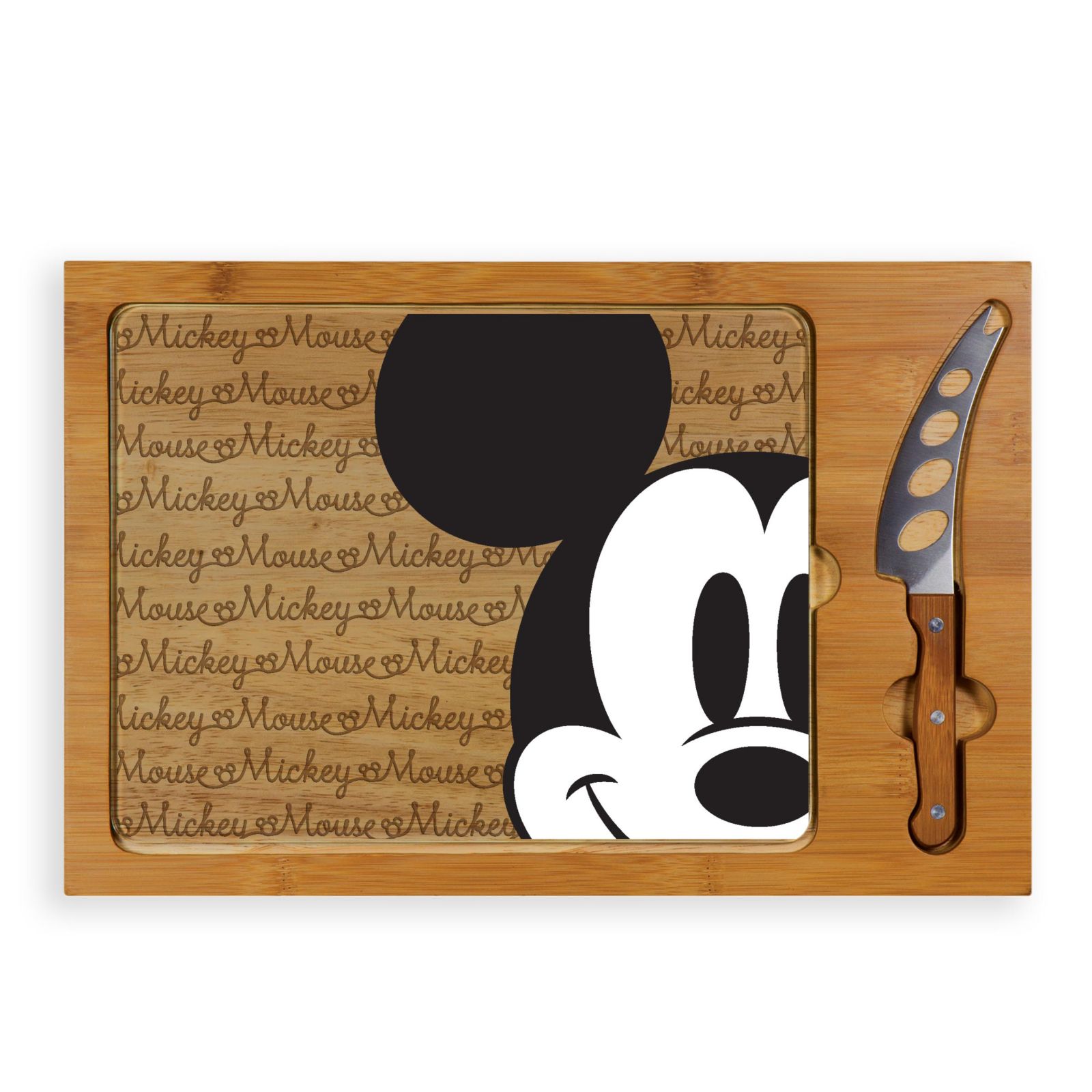 Disney's Mickey Icon Glass Top Serving Tray and Knife Set