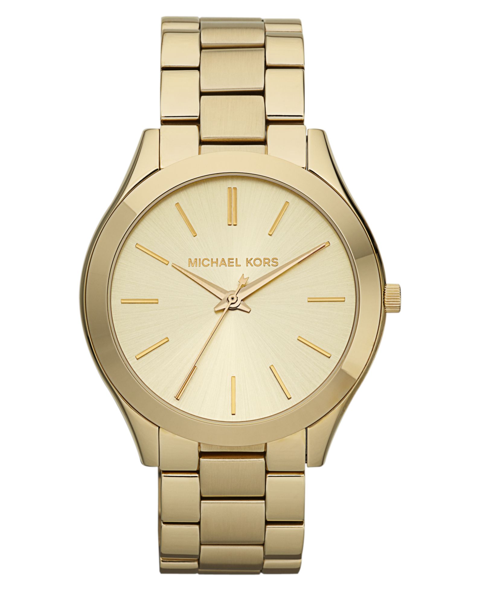 Michael Kors Unisex Slim Runway Gold-Tone Stainless Steel Bracelet Watch 42mm