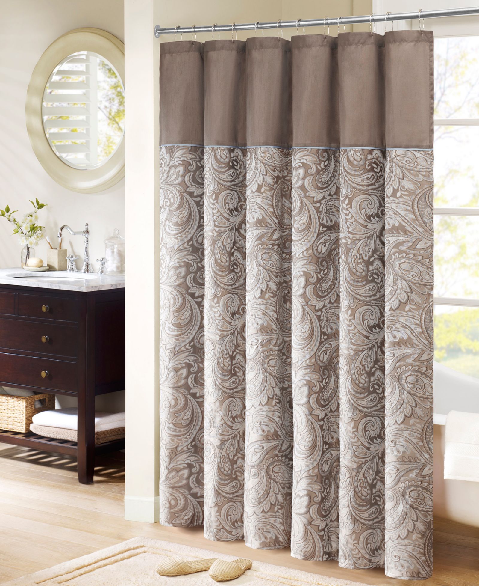 Шторка для душа Madison Park Aubrey Jacquard с бусинами, 72" x 72"