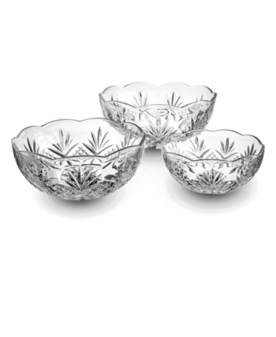 Godinger Dublin Crystal Scalloped 3 Piece Serving Bowl Set
