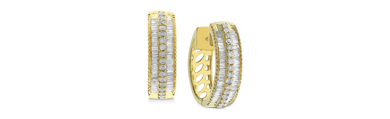 Macy's серьги-кольца с бриллиантами, 1/2 ct. t.w., 14k Gold-Plated Sterling Silver