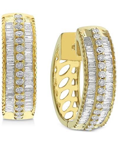 Macy's серьги-кольца с бриллиантами, 1/2 ct. t.w., 14k Gold-Plated Sterling Silver