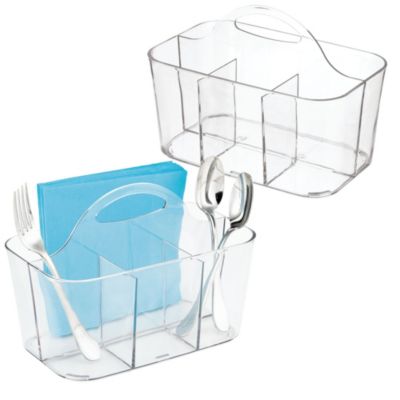 iDesign 4-Section Storage Caddy Organizer with Handle - Clear