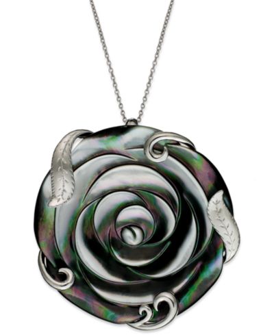 Ожерелье из стерлингового серебра с подвеской Cultured Tahitian Mother of Pearl Flower (50mm)