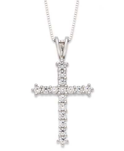 Diamond Cross Pendant Necklace в 14k White Gold (1/2 ct. t.w.)