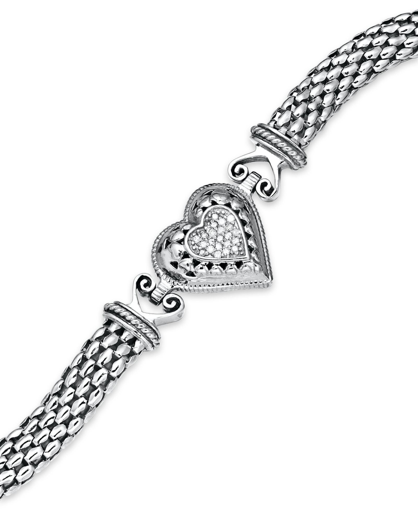 Браслет Diamond Mesh Heart из стерлингового серебра (1/6 ct. t.w.)