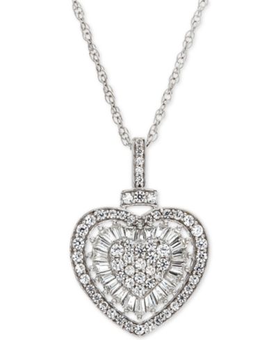 Diamond Heart 18" Pendant Necklace (1/2 ct. t.w.)  in 14k Rose Gold (Also Available in White Gold)