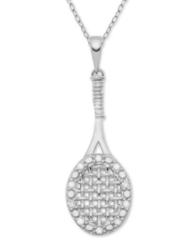 Подвеска-кулон Diamond Tennis Racket 18" в серебряной оправе