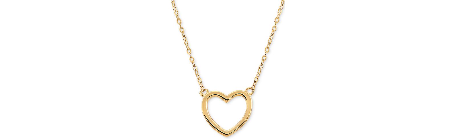 Open Heart 17" Pendant Necklace in 10k Gold