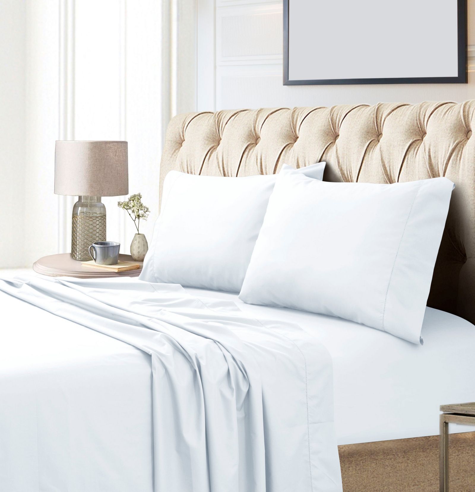 Tribeca Living Egyptian Cotton Sateen 800 Thread Count Extra Deep Pocket King Sheet Set