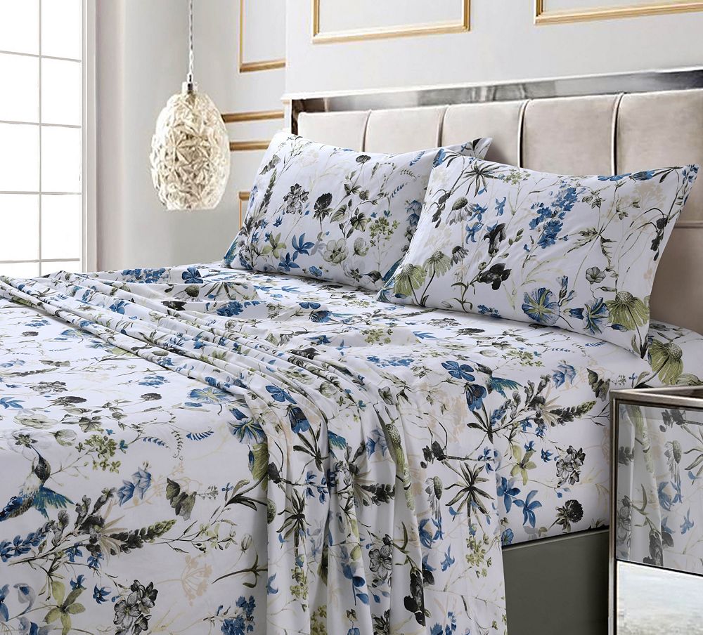 Amalfi Printed 300 TC Cotton Sateen Extra Deep Pocket Twin XL Sheet Set