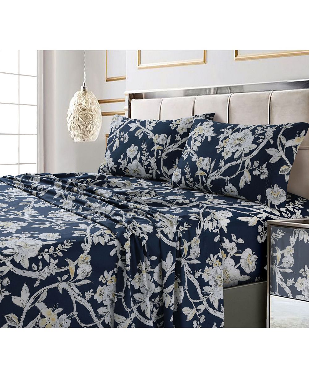 Tribeca Living Colmar Printed 300 Thread Count Cotton Sateen Extra Deep Pocket Sheet Set Sheet Set, California King