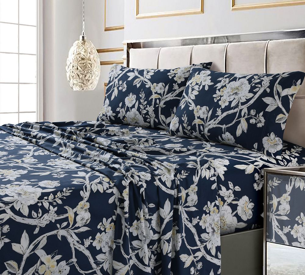 Комплект простыней Tribeca Living Colmar Printed Cotton Sateen Extra Deep Pocket, Queen