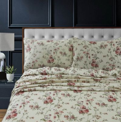 Tribeca Living Комплект простыней из тяжелого хлопкового фланеля с цветочным принтом, King