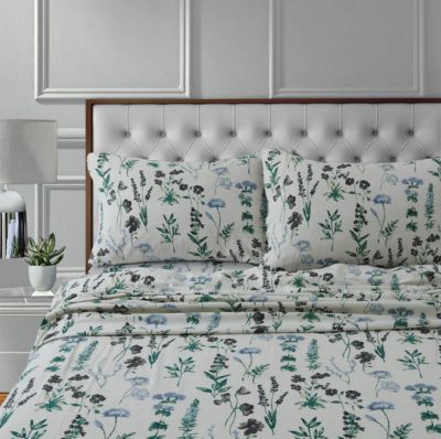 Комплект простыней Tribeca Living Fleur из хлопковой фланели с принтом, Full